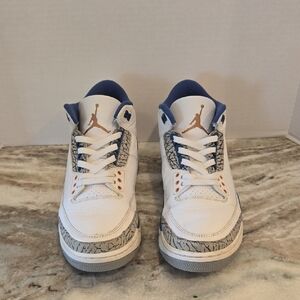 Air Jordan 3 Retro White and Blue Sneakers Men's Size 10.5